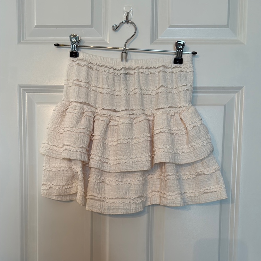 SHEIN Cream Ruffled Mini Skirt